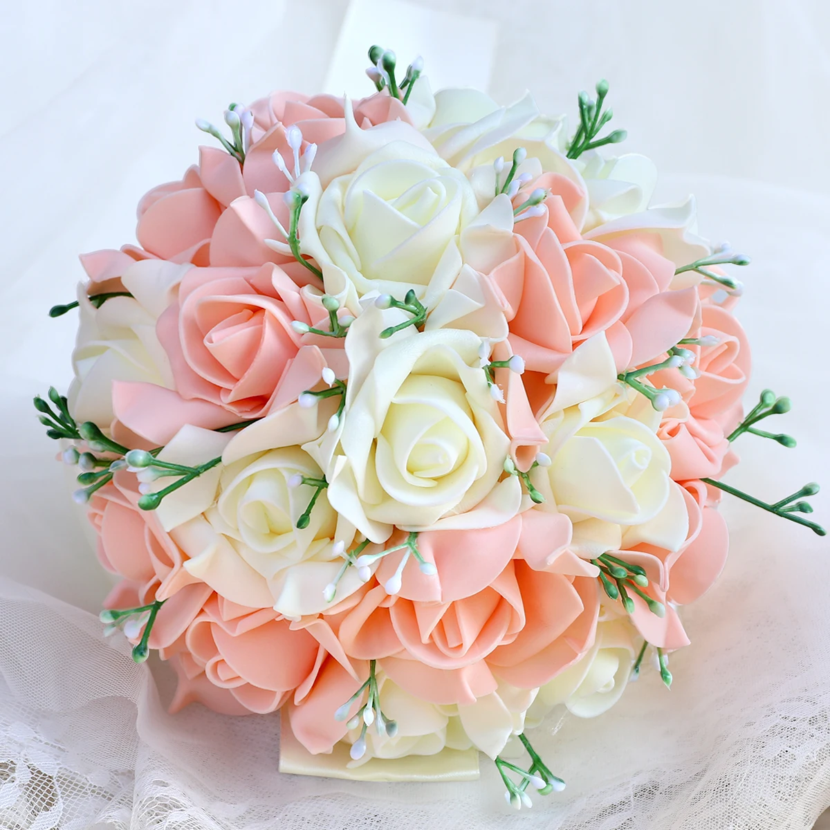 Wedding Bouquet, Bouquet for Bride Bridesmaids Soft Ribbons Artificial Rose  Bridal Holding Flowers for Wedding, Party and Church 