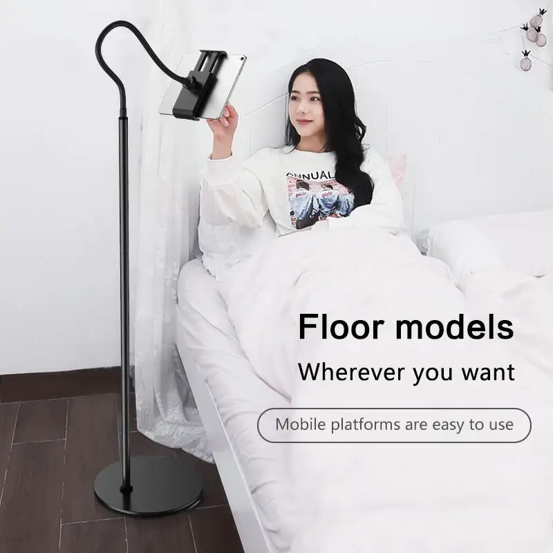 

For iPad Floor Stand Adjustable Retractable Support Mobile Phone Tablet Floor Stand 360° Rotating Stable Metal Stand Holder