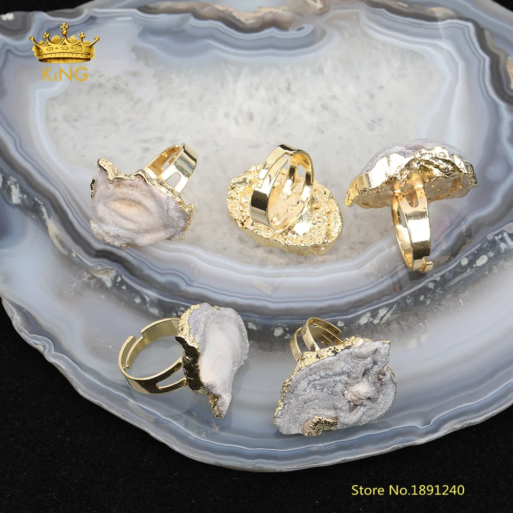 5 шт. большое ювелирное изделие в стиле рока Druzy Agates нестандартный срез камня