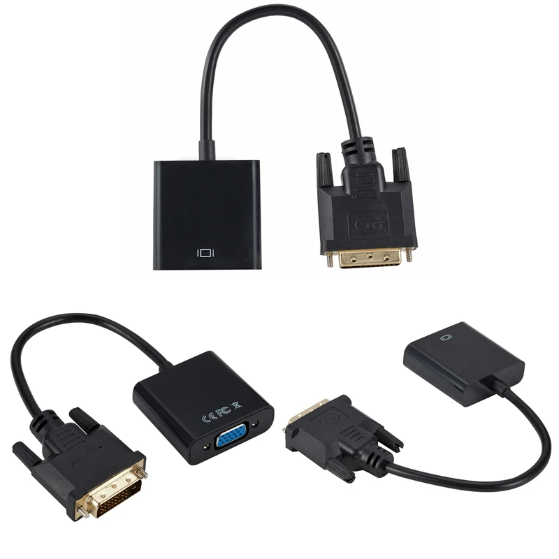 Переходник DVI (штекер) на VGA (гнездо) адаптер 24 + 1 25 Pin DVI-D Кабель-адаптер для