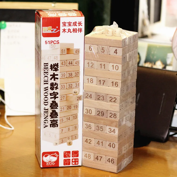 

Building Blocks with Numbers Bricks Pro Jenga Stack-up Pumping Building Blocks Educational CHILDREN'S Toy Party Tabletop Game