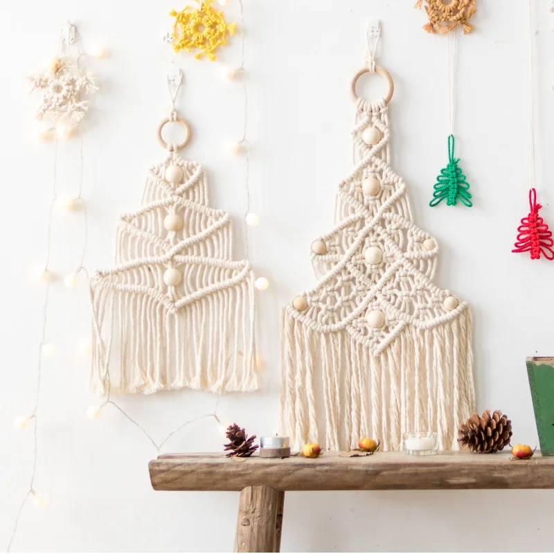 

Macrame Tapestry Wall Hanging Woven Christmas Tree Wall Tapestry Cotton Boho Decor Home Decoration Best Gift