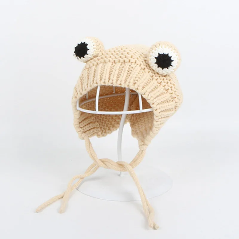 Knitted Hat Knitted Cap Knitted Beanie Skullies Beanies Winter Hat Solid Color Cartoon Frog Knitted Hat Winter Warm Hat Skullies Cap Beanie For Kid Boy And Girl 75