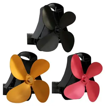 

4 Blades Fireplace Fan Aluminum Heat Powered Burner Stove Fan Low Noise Thermal Fan Home Heat Sink Ventilation Device