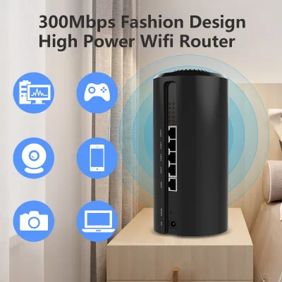 KuWFi 300Mbps Wireless Wifi Router 2.4G OpenWrt Home Router Wifi Booster Built-in 2*5dBi Antenna 4Lan Ports