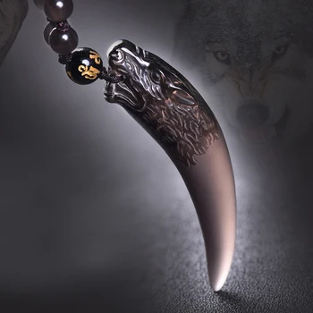 

1PC Ice Black Obsidian Wolf Tooth Pendant Mineral Jewelry Body Care New Year and Birthday Gifts Accessories Men and Women