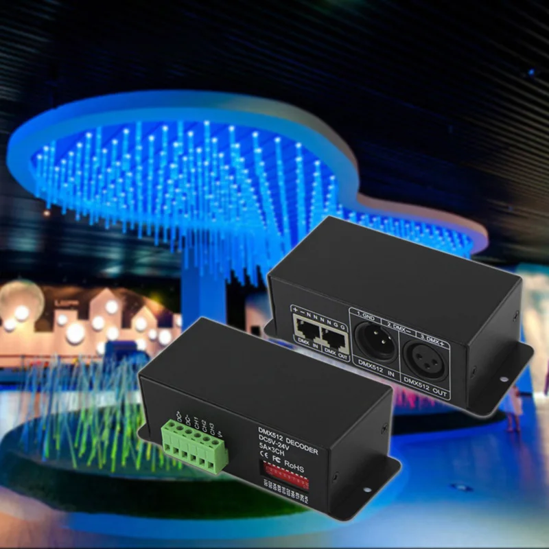 RISE-Bc-803 Rgb Dmx512 Контроллер Dc5V-24V 5A* 3Ch постоянное напряжение pwm Rgb Dmx512 декодер для Rgb светодиодные ленты Светодиодные лампы прожекторы