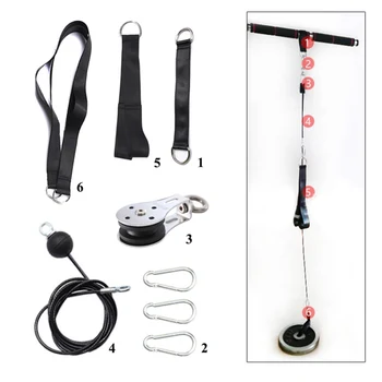 

Fitness DIY Pulley Cable System Attachment System Length Adjustable Sets with Loading Pin Triceps Strap Rope Home Gym Equipment