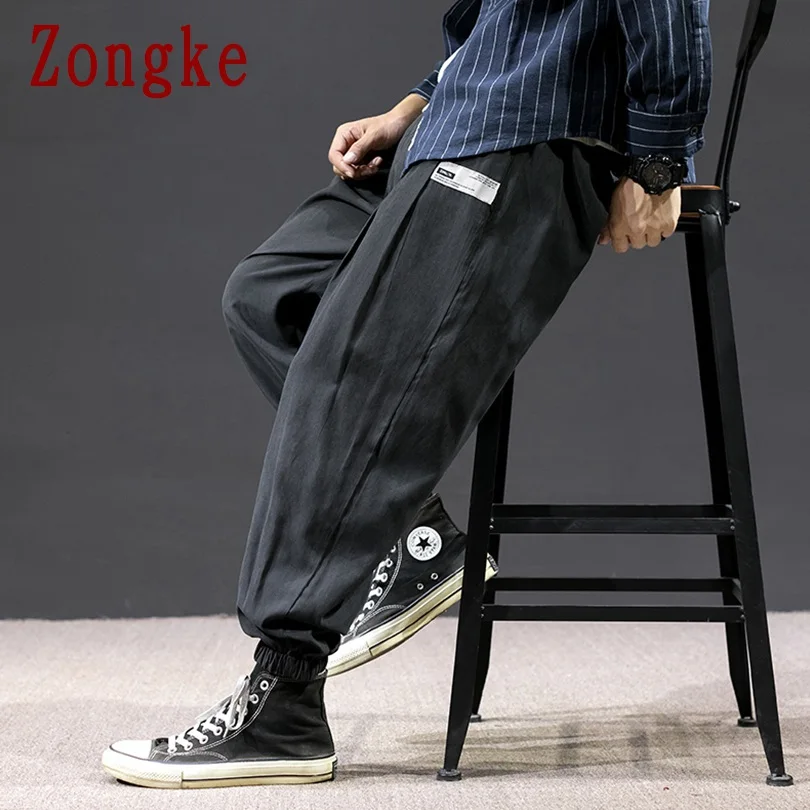 Zongke брюки на шнурке, мужские брюки для бега, мужские брюки, уличная одежда, спортивные штаны, шаровары, мужские брюки, 5XL, хип-хоп, осень