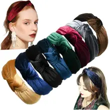 Ободок на голову с жемчугом широкий обруч для волос бархатный ободок на голову с жемчугом винтажный витой головной убор для девушек женские аксессуары для волос