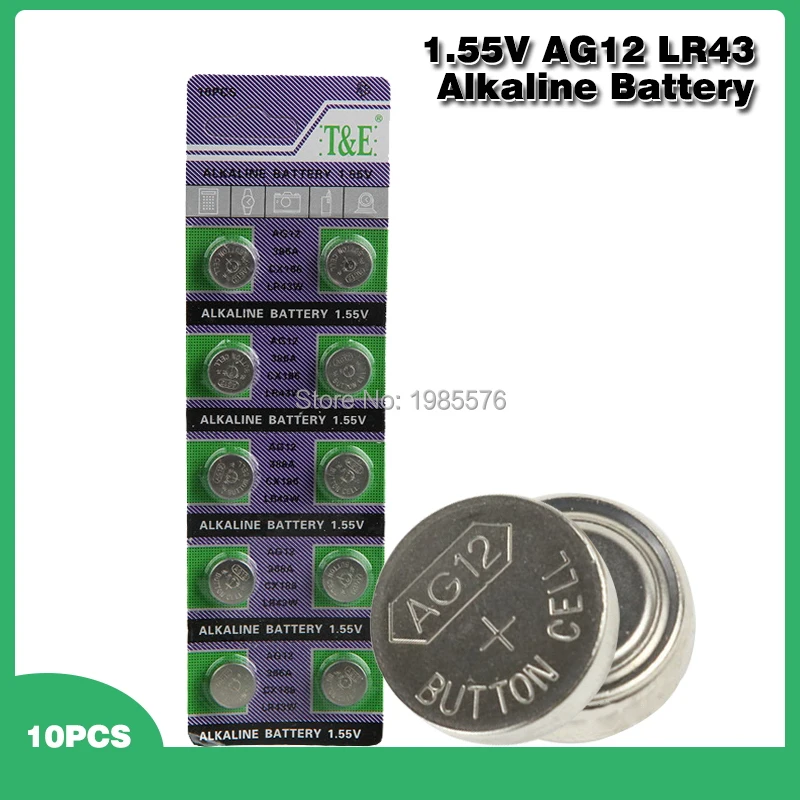 10 лампочек AG12 LR43 386 кнопочные батареи SR43 186 SR1142 LR1142 щелочная батарея 1 55 в V12GA для