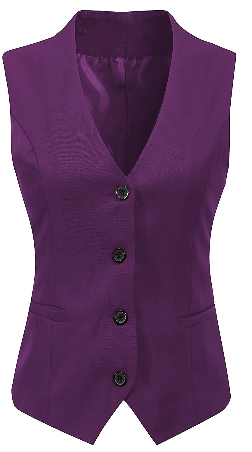 Women's Formal 4 Button V-Neck Business Dress Suit Vest Waistcoat Жилет женский 5