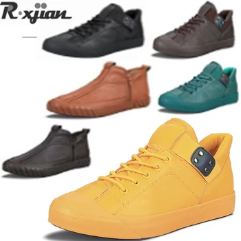 

R.XJIAN brand 2020 autumn leather cover foot men's leather casual shoes leather men's shoes luxury British trend casual shoes me