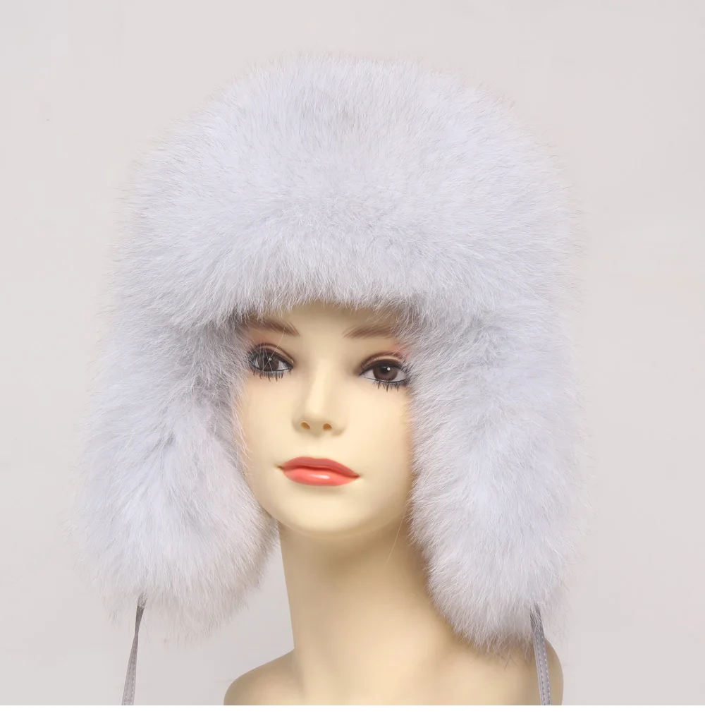 Hot Sale Genuine Fox Fur Hat Russian Women Real Fur Caps Bomber Hats 100%Natural Fox Fur Caps Fashion Fur Hat Retail wholesale