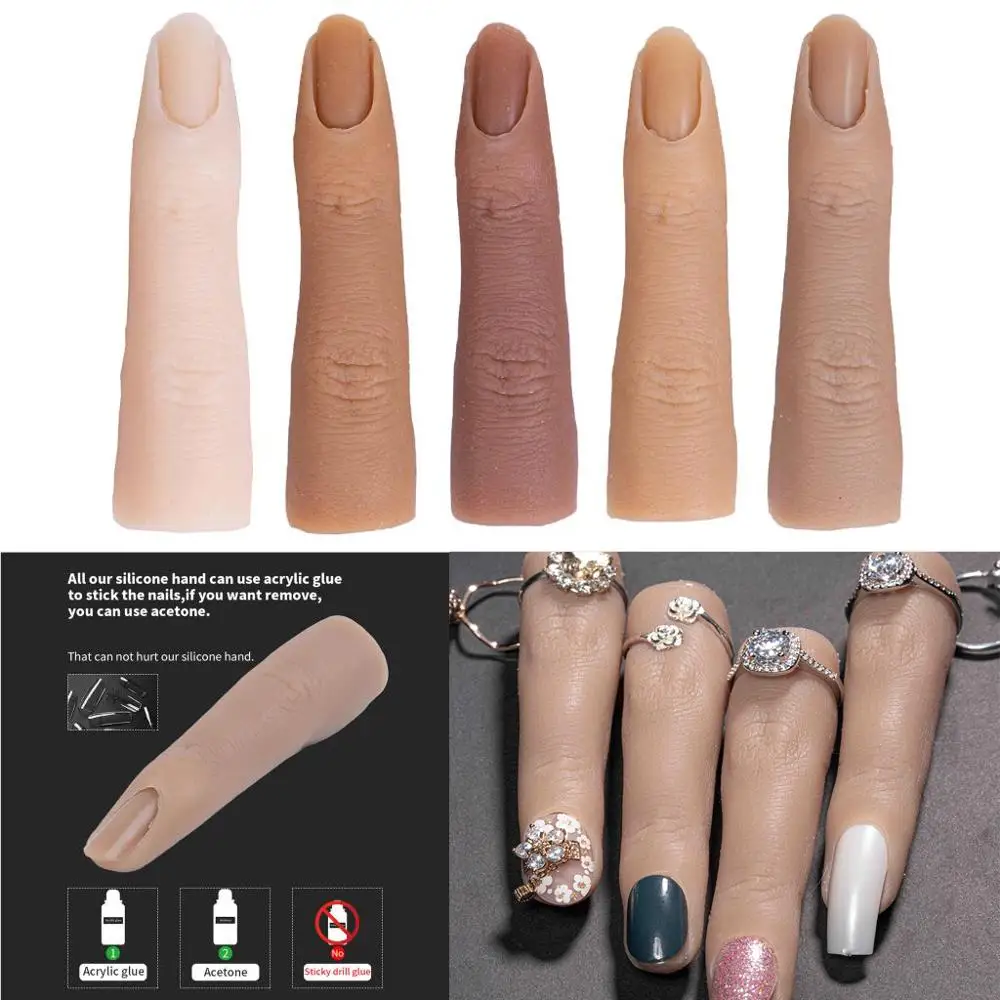 Nail Art Training Hand Fake Finger Natural Nail Tips Manicure Tool Nail