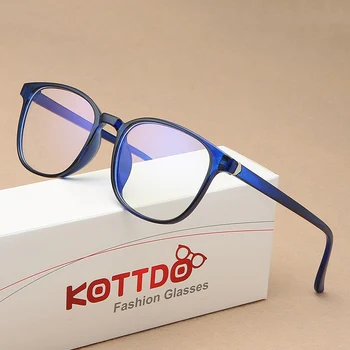 KOTTDO Retro Mens Glasses Frame Fashion Computer Eyeglasses Frame Women Anti-blue Light Transparent Clear Pink Plastic Frame 1