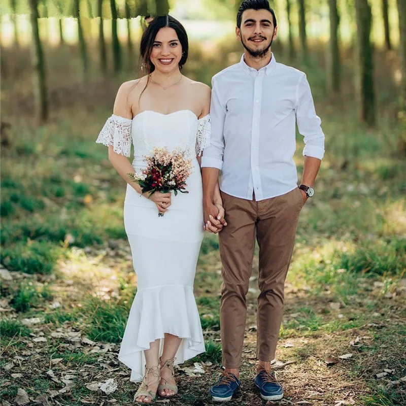 Sexy Boho Playa Suave Saten Sirena Con Encaje Blanco Vestido De Novia Vestido Largo De Novia Hawaiano Vestido De Novia Vestidos De Verano Vestidos De Novia Aliexpress