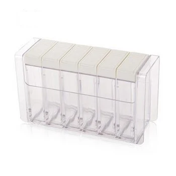 

Transparent Spice Jar Colorful Lid Seasoning Box 6Pcs/Set Kitchen Tools Salt Condiment Cruet Storage Box Containers