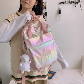 

Women's 2020 New Korean Fashion Laminated Oxford Fabric Backpack Fashion Colorful Laser Multifunctional Student School Bags