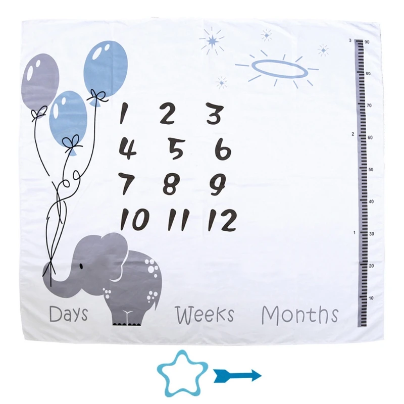 1 Set Baby Monthly Record Growth Milestone Blanket Newborn Photography Props Accessories Cartoon Printing Background coverlet Bedding