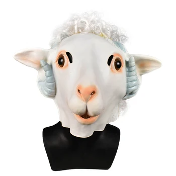 

Halloween 2020 Hot Selling Adult Size Animal Mask Costume Latex Head Alpaca Sheep Party Mask