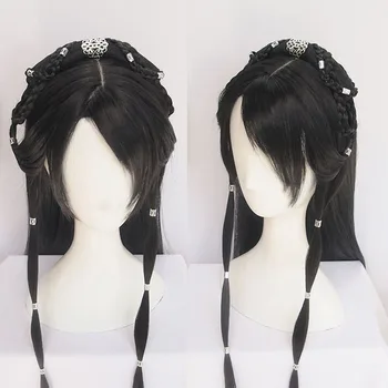 

WEILAI Package Antique Styling Twist Ancient Vintage Wig Contract Long Braid Straight Piece Horn Flying Bun Headwear