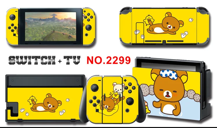 1set New Cute Anime Full Body Sticker for NS Switch Protective Cover Skin Colorful Art for Game Console Joy-Con Controller Decor