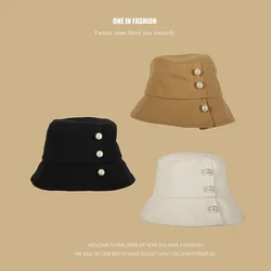 Korean Version of The Pearl Short Brim Spring and Summer Fisherman Hat Female Wild Street Shade Sunscreen Tide