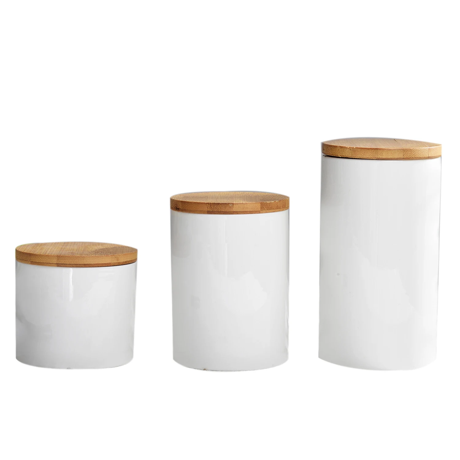 ABFP банка для хранения еды, керамического банка для хранения еды с герметичным уплотнением бамбуковой крышкой современного дизайна белой керамической емкости для хранения продуктов - Цвет: White