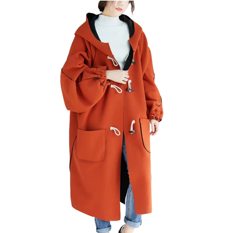 Негабаритных женщин s ветровка Мода средней длины Корейская осень зима свободная двухсторонняя одежда ветровка куртка Женское пальто