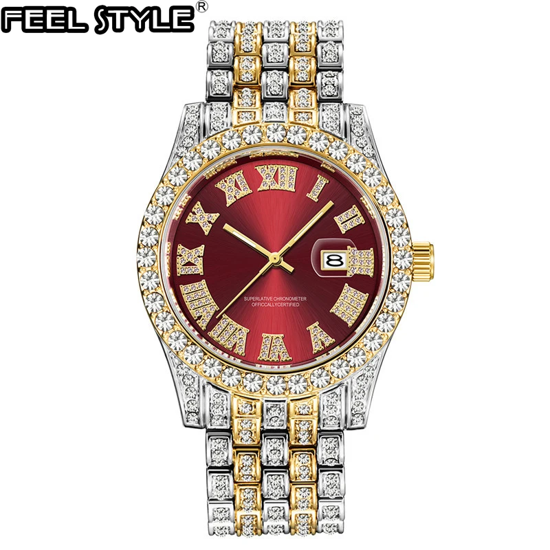 

Hip Hop Iced Out Men Watches Modern Analog Men Quartz Wrist Watches With Micropaved Cubic Zircon Watch For Women Men Jewelry