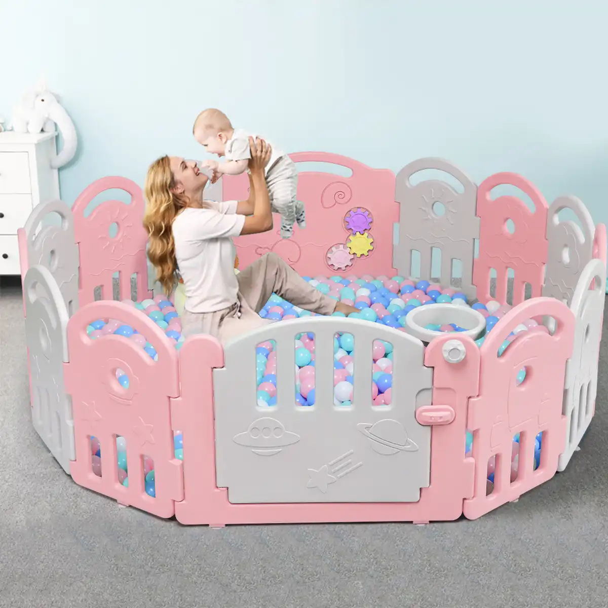 Parc A 14 Panneaux Pour Bebe Center D Activite Pour Enfants Avec Boite A Musique Et Panier De Basket Aliexpress