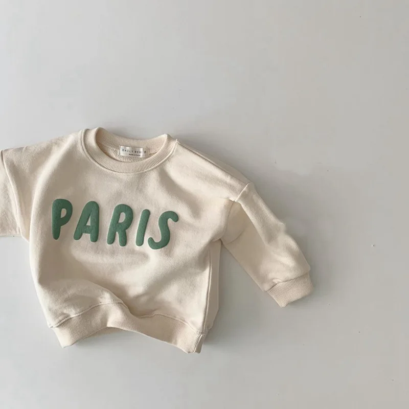 Spring Autumn Long Sleeve Children Sweatshirt Letter Print Baby Boy Sweatshirt Cotton Toddler Kid Casual Hoodie For Girls Tops