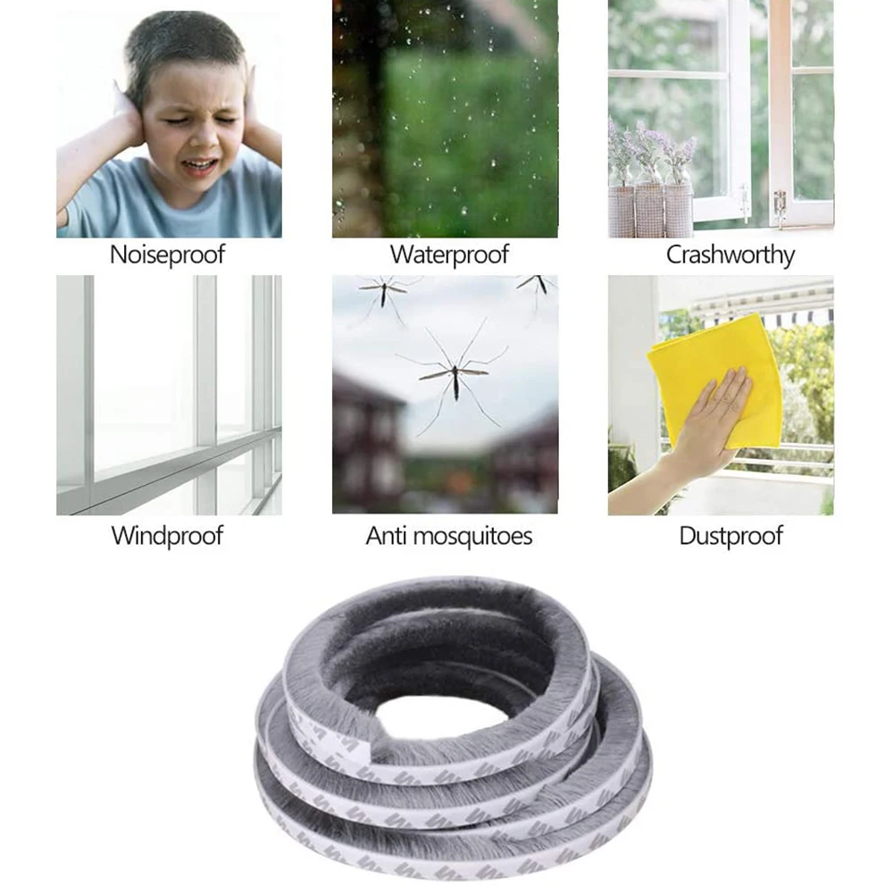 Window Brush Seal Strip Self Adhesive Weather Stripping Door Sweep Soundproof Dustproof Window Hardware Tool 10M door seal strip,sealing strip tape,window seal strip,sealing tape,sealing strip,rubber seal strip,rubber door weatherstripping,door weatherstripping,silicone seal strip