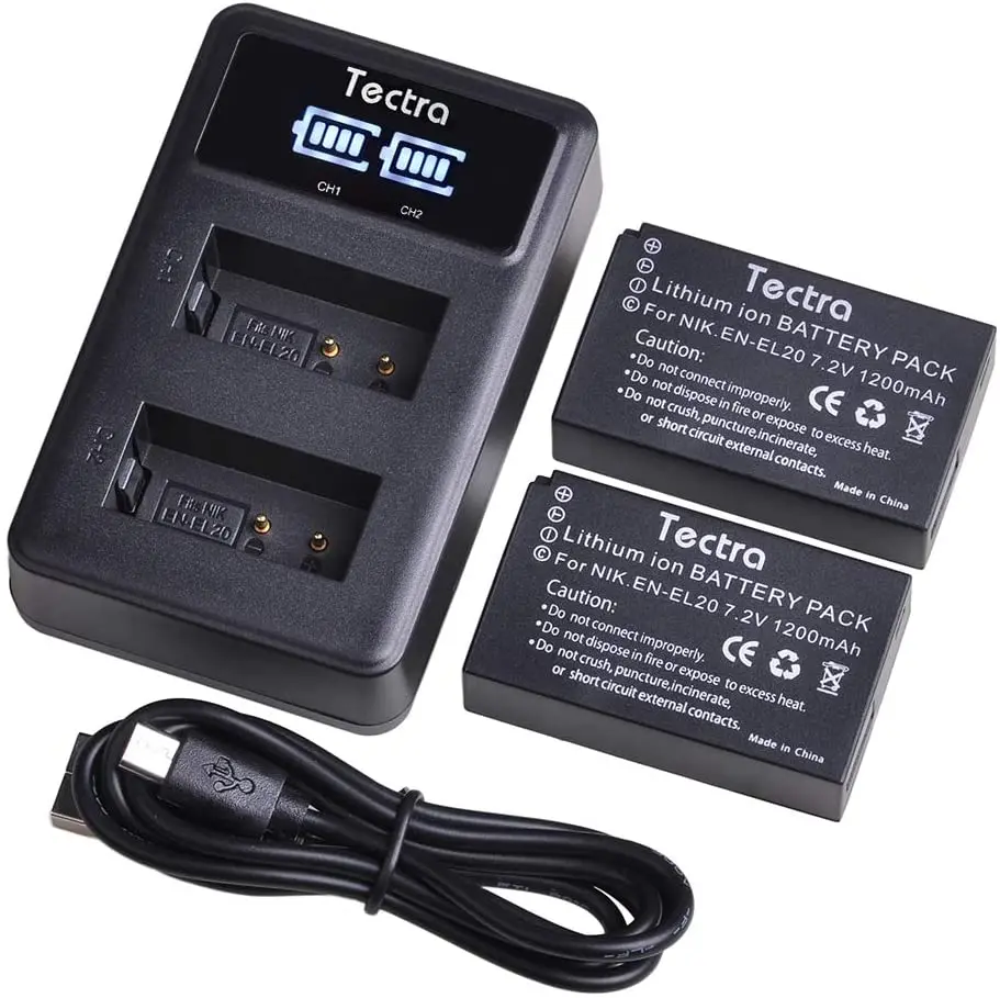 Tectra En-el20 En-el20a Bateria e Carregador Duplo para Nikon Coolpix P1000 Dl24500 a Nikon j1 j2 j3 s1 v3 Aw1 - Image 2
