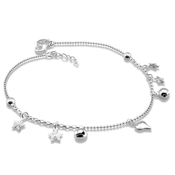 

Anklet for Women 925 sterling silver Silver Color Fashion Foot Jewelry Summer Beach Barefoot Sandals Bracelet Gift For Girl