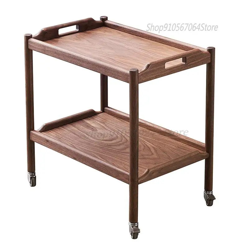 Nordic Sofa Side Table Solid Wood Black Walnut Cherry Corner Movable Living Room Trolley Coffee | Мебель