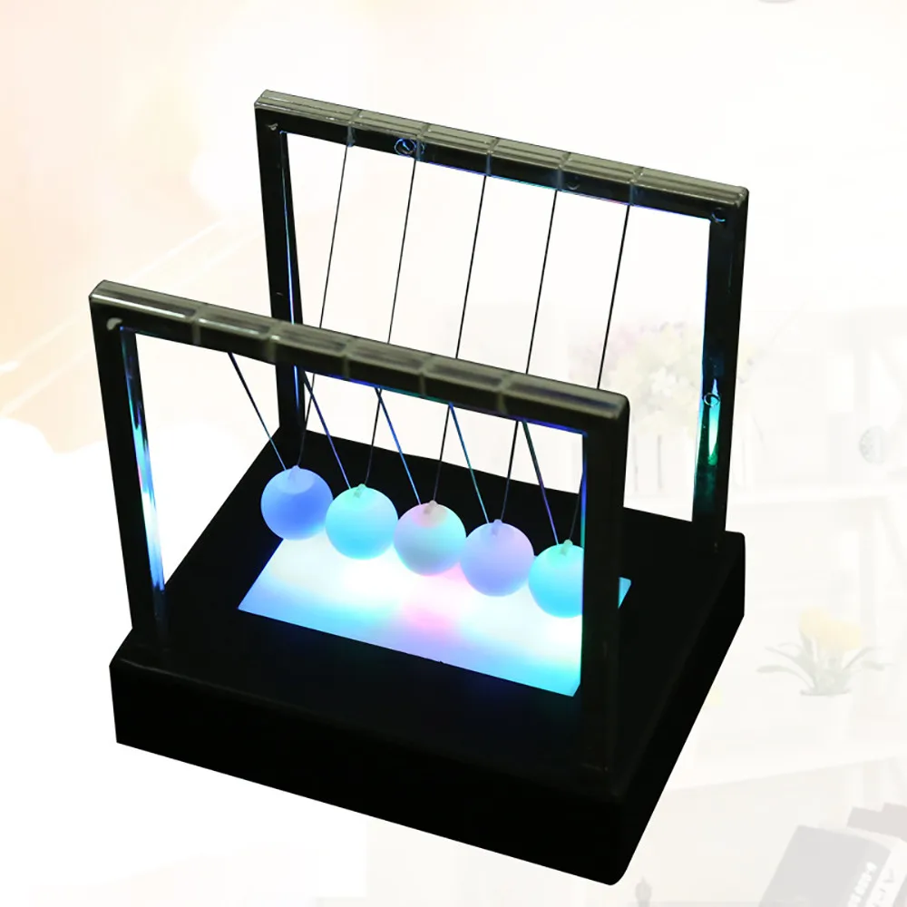  Early Fun Development Educational Desk Toy Gift Newtons LED Cradle Steel Balance Ball Physics Scien