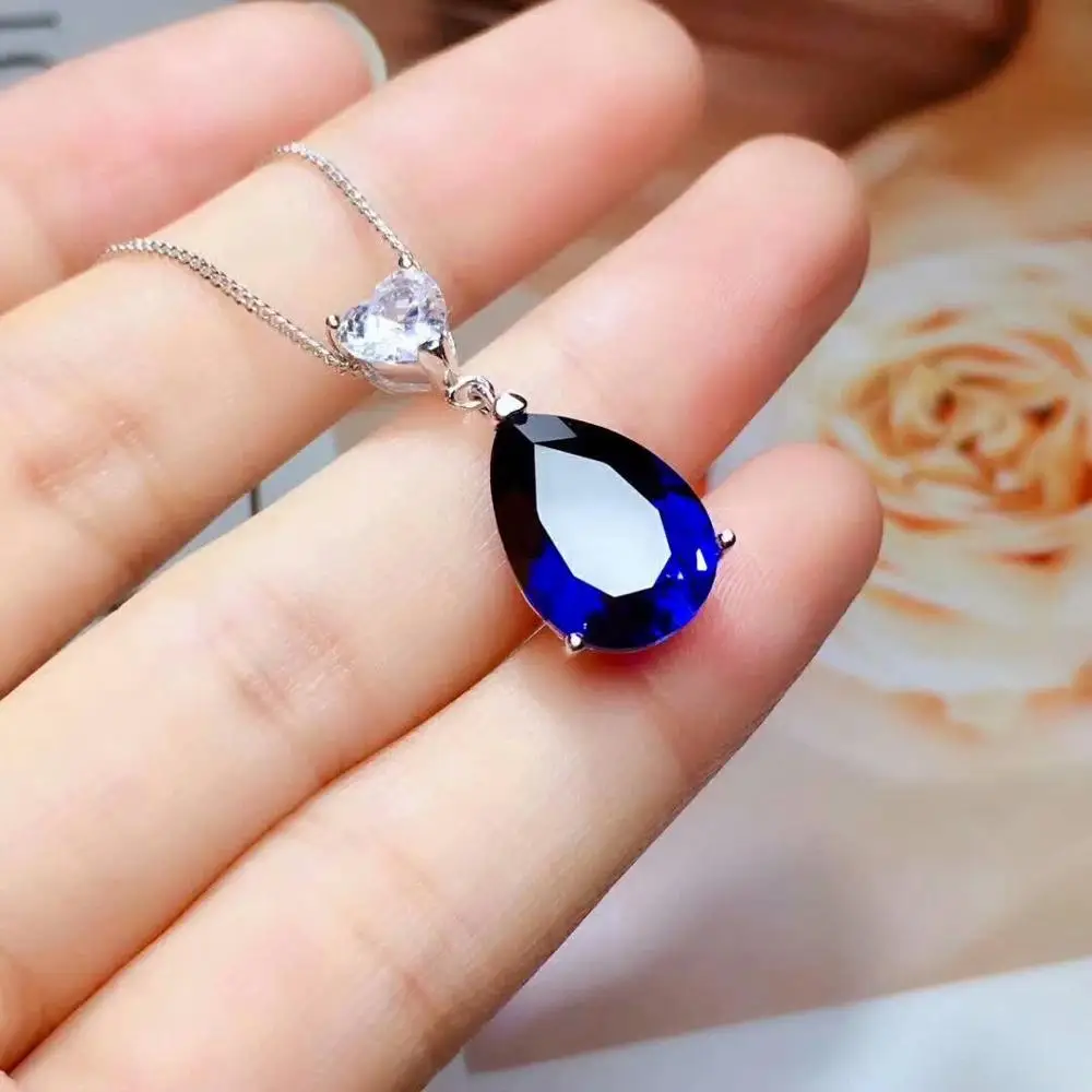 Shilovem 925 серебро Пьезоэлектричество Сапфир Подвеска с черным коженным ремешком модное ожерелье Рождественский подарок mz10143666agl