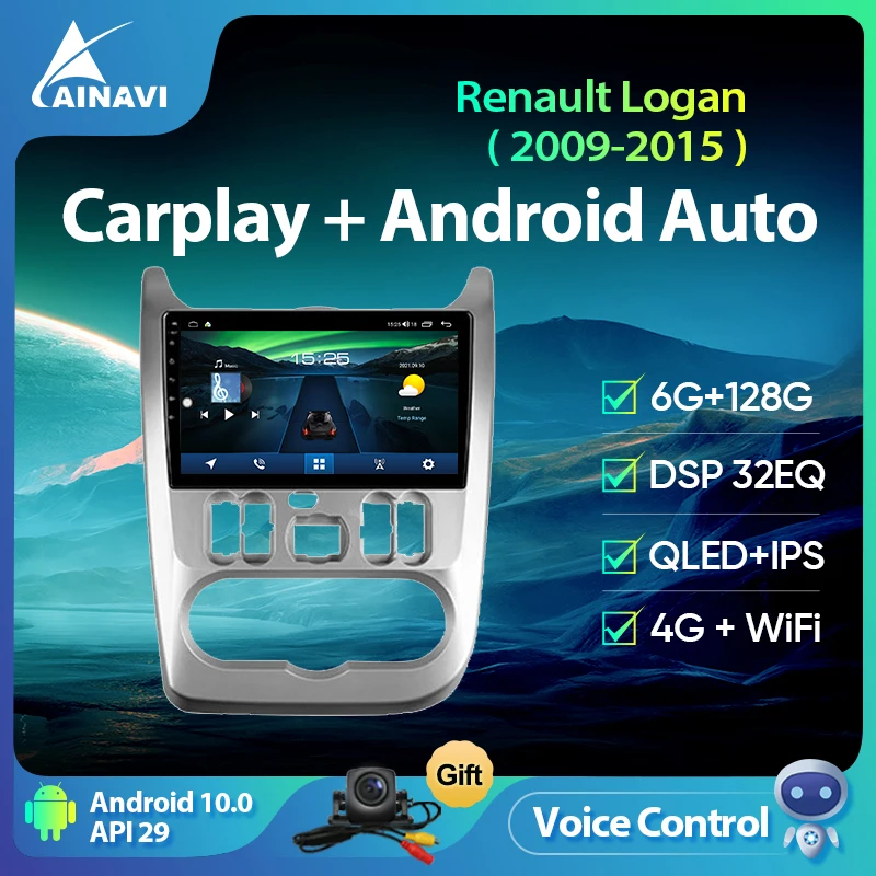 Ainavi автомобильный радиоприемник Android 10 для Renault Logan 1 Sandero 2009-2015 Dacia Duster 2010-2017 стерео