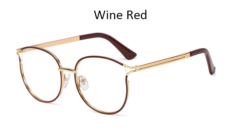 Wine Red Женские прозрачные очки модные кошачий глаз металлические очки оправа Женские Ретро брендовые оптические женские очки - Цвет оправы: Wine Red