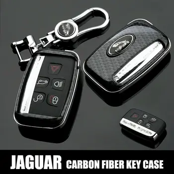 

1Pcs Carbon Fiber Style Remote Key Fob Case Cover With KeyChain For Jaguar XE XF XJ F-PACE
