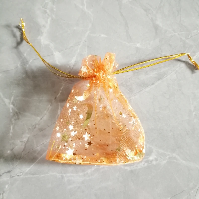 100pcs Moon Stars Gift Bag Packaging Bags for Business Shipping Clothes Wedding Jewelry Pouch Mini Drawstring Bags Organza Bag