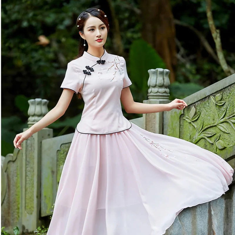 Sheng Coco блузки Cheongsam блузка в китайском стиле чайный костюм цветы вышивка блузки Cheongsam женская хлопковая рубашка