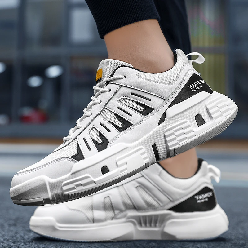 New Men Fashion Casual Shoes Lightweight Mesh Breathable Sneakers Lace-up Platform Hard-Wearing Height Increasing | Обувь