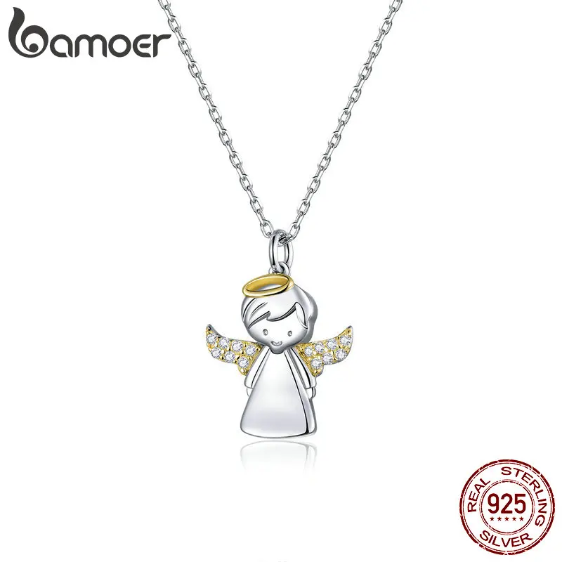 Женское короткое ожерелье bamoer Little Angel из стерлингового серебра 925 пробы с камнем в