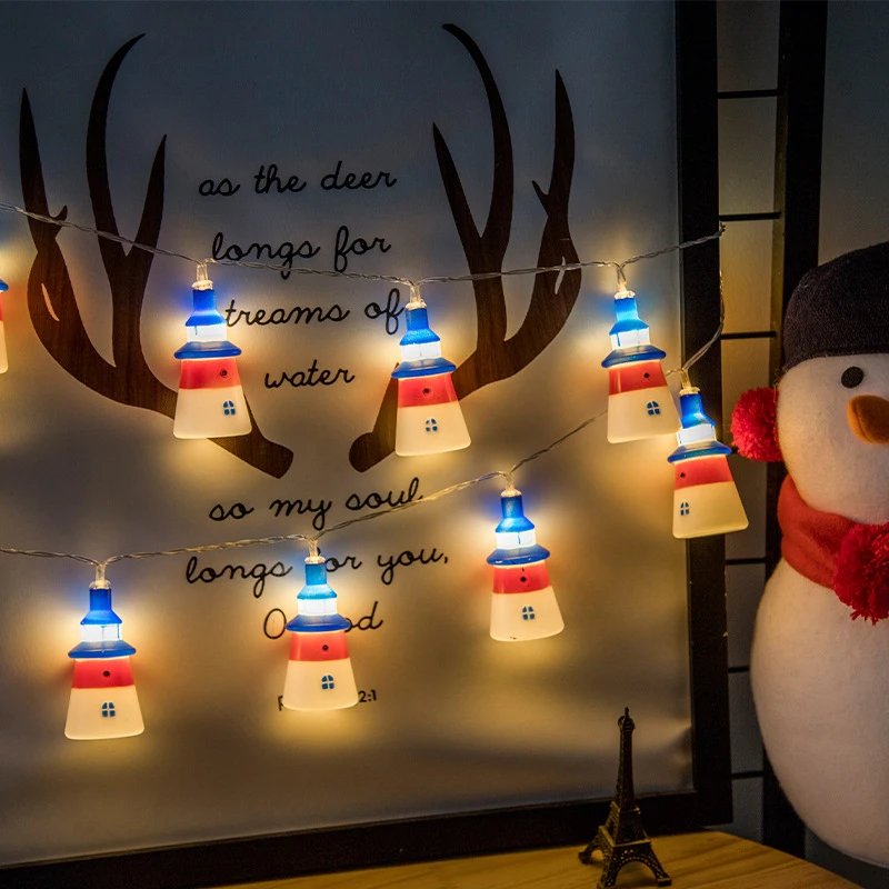 

10led/20led/40LED Ins light LED small lighthouse string room Christmas day decorative light small lantern for home decoration