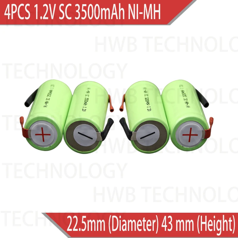 4pack 1.2V SC 3500mAh ni mh Rechargeable batteries Electric tools