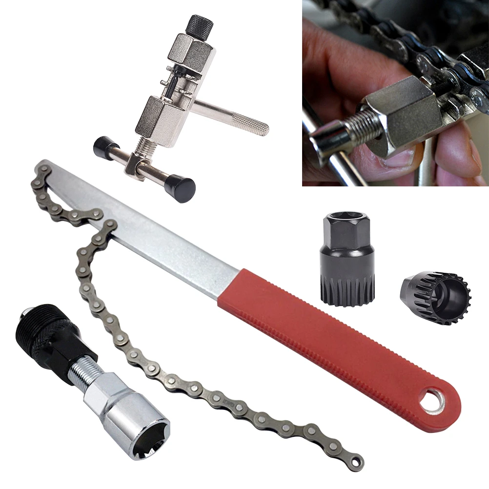 HENTEK 5 in 1 Bicycle Crank Puller Bottom Bracket Inner Bracket Sprocket Puller Chain Tool Bike Tool Repair Kit