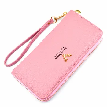 

Women Wallet Litchi Zipper Letter Coin Faux Leather Purse Card Tassel Bifold Package Holders Clutch Phone Lady PU